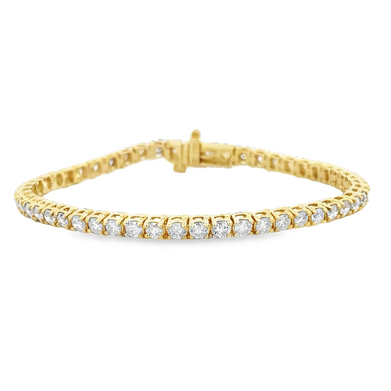 Raven feather bangles-5.0 CTW Diamond Tennis Bracelet in Yellow Gold