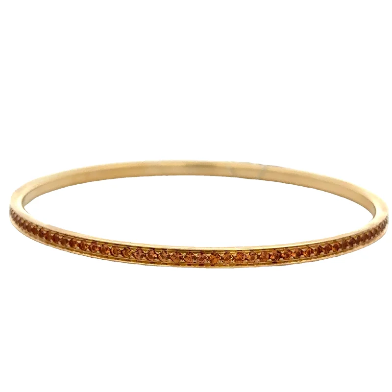 Etched word bracelets-Orange Sapphire Bangle Bracelet in 18k Yellow Gold