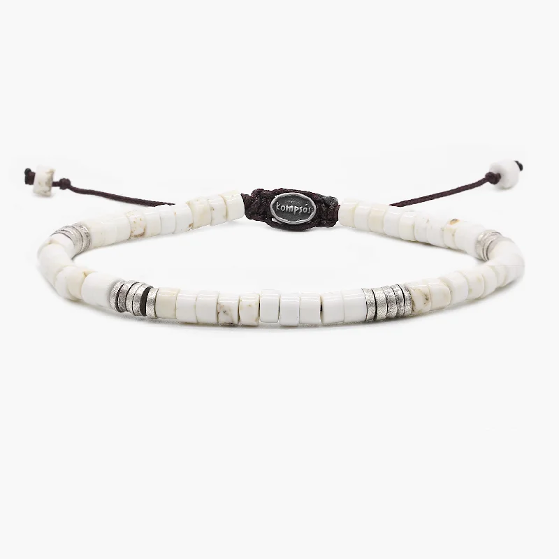 Lavish stone bracelets-Magnesite And Sterling Silver Disc Beads Bracelet