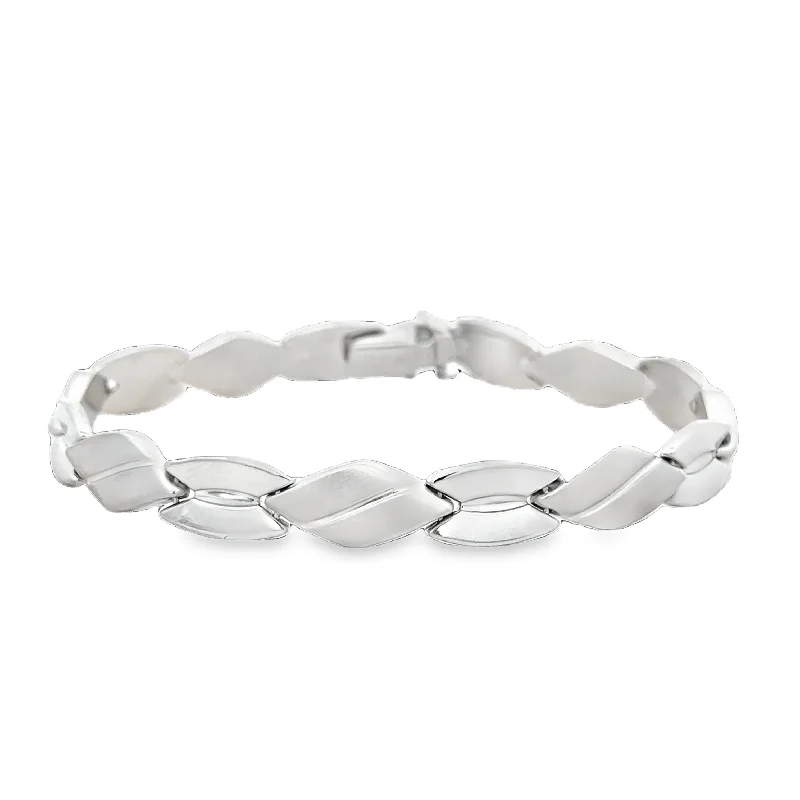 Triple-tone bracelets-Geometric Bracelet in 14k White Gold