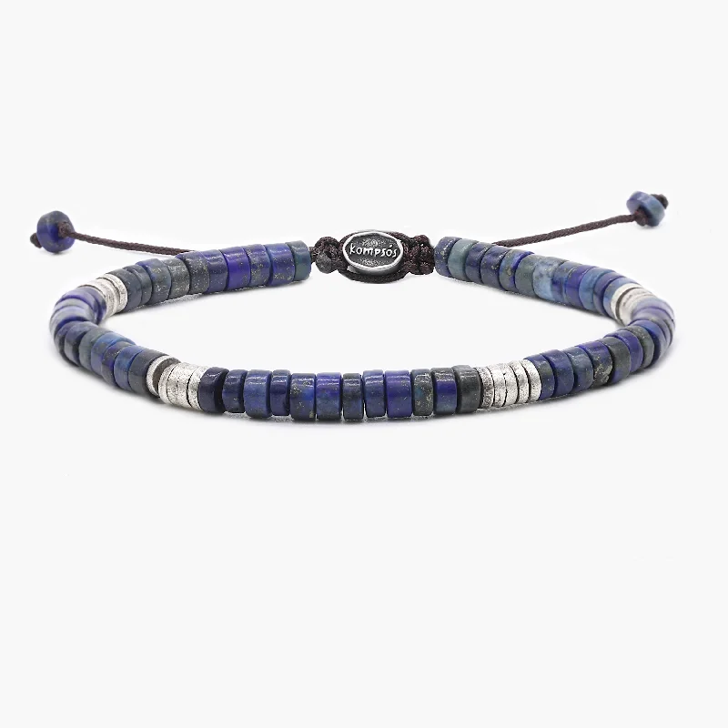 Radiant druzy bangles-Lapis Lazuli And Sterling Silver Disc Beads Bracelet