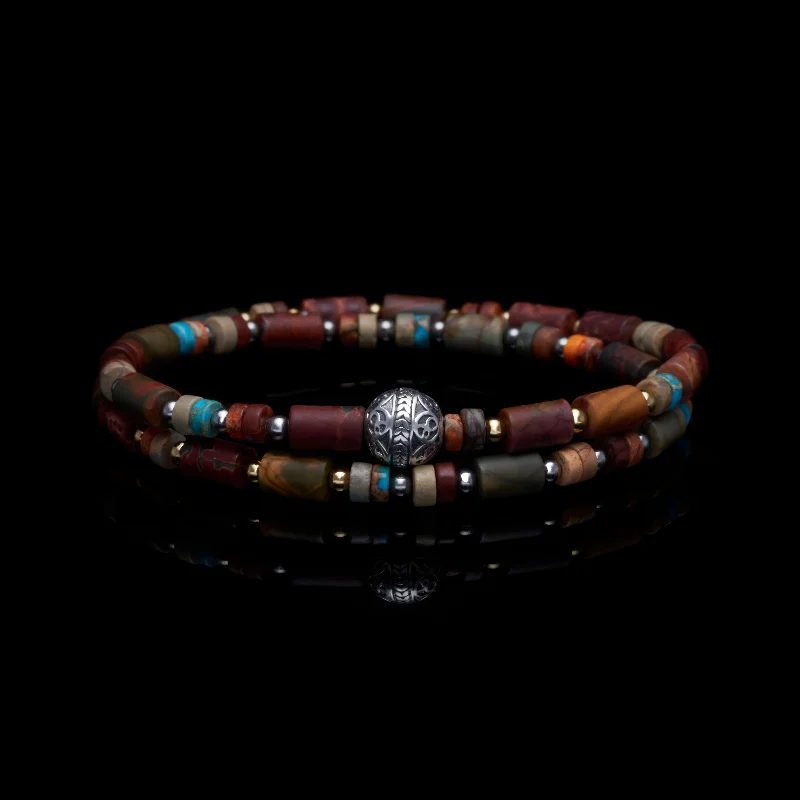 Spinel bead bangles-Silver Wrap Zen Bracelet