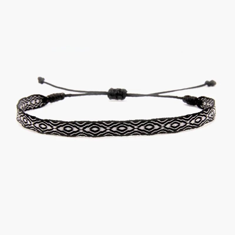 Stained wood bracelets-Handmade Purnama Bracelet 21 (Black/White)