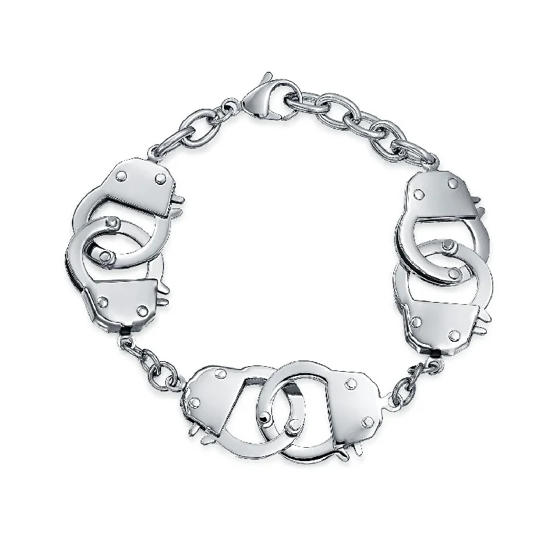 Embossed metal bangles-Unisex Biker Chain Link Bracelet Stainless Steel 8.5 Inch Men