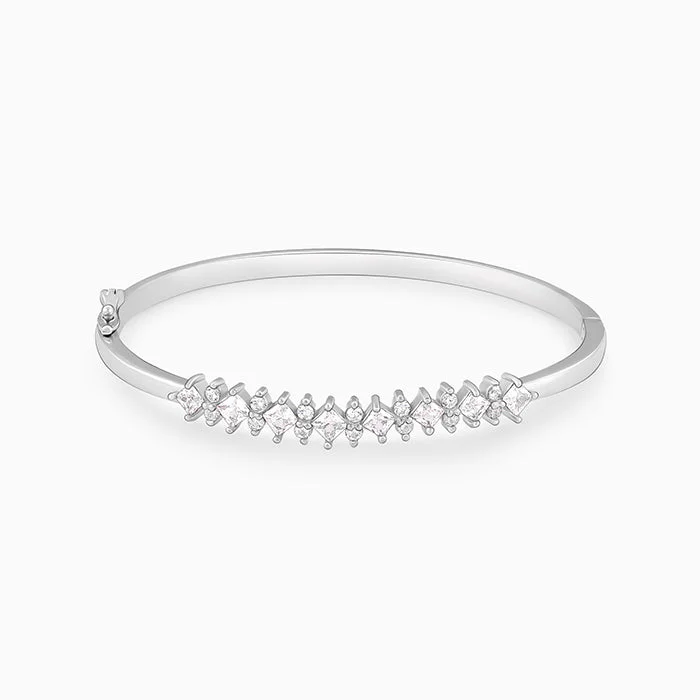 Cane weave bangles-Silver Studded Zircon Elegance Bracelet