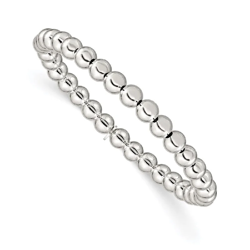 Carved initial bangles-925 Sterling Silver Bead Stretch Bracelet