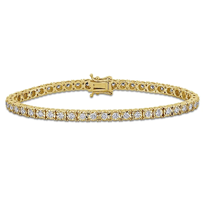 Heavy gem bangles-Created Forever by Miadora 2 1/2ct TW Lab-Grown Diamond Tennis Bracelet in 14k Yellow Gold