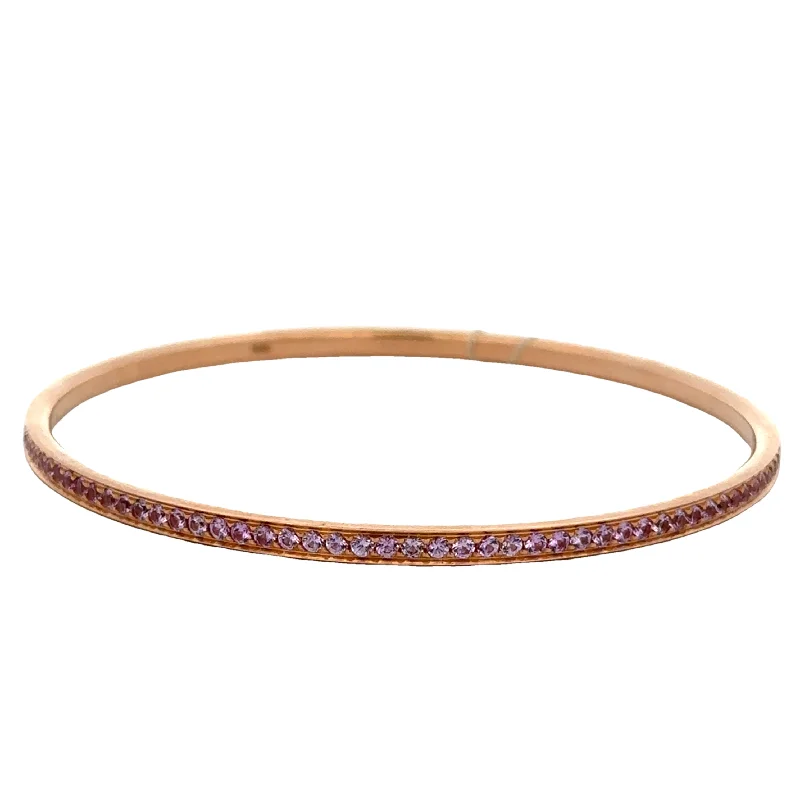 Sharp link bracelets-Pink Sapphire Bangle Bracelet in 18k Yellow Gold