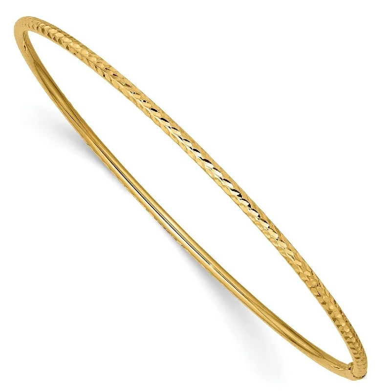 Warding eye bangles-Curata 10k Yellow Gold 8" 2mm Diamond Cut Tube Slip on Stackable Bangle Bracelet