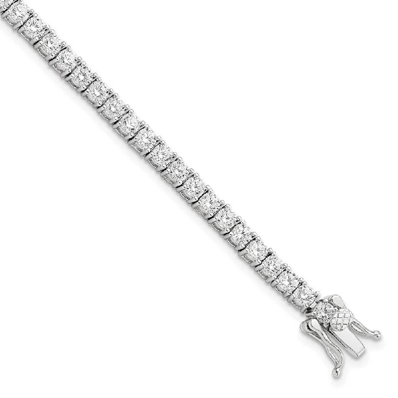 Spinel bead bangles-925 Sterling Silver Rhodium-plated Cubic Zirconia Tennis Bracelet, 7.5" (W-3.35mm)