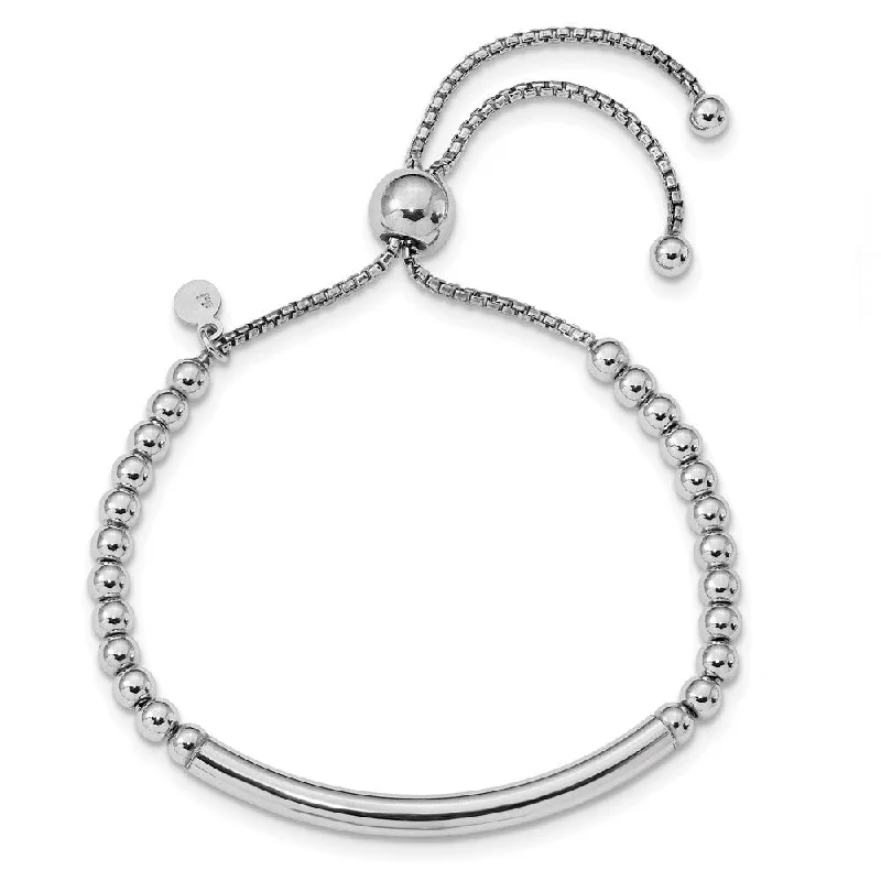 Smooth form bracelets-925 Sterling Silver Beaded Adjustable Fancy Bracelet