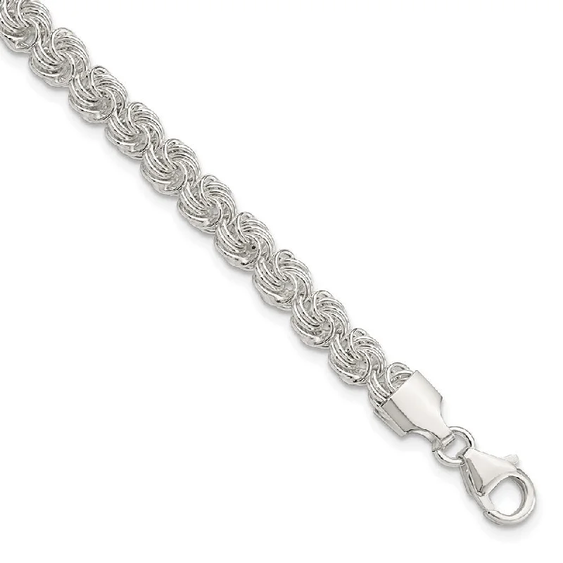 Bowed charm bangles-925 Sterling Silver Love Knot Bracelet, 7.5" (W-6.05mm)