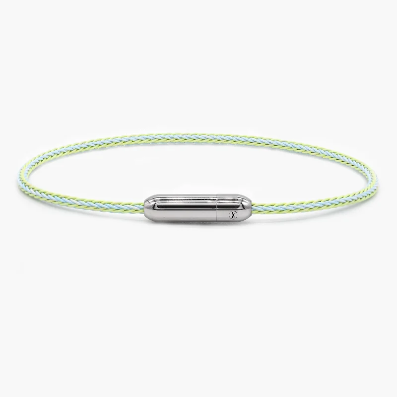 Flex bangle bracelets-Sailing Cable Bracelet With Silver Screwing Mechanism (Light Blue/Yellow)