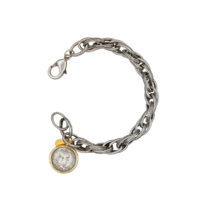 Chained link bracelets-Palmer Coin Bracelet in Silver