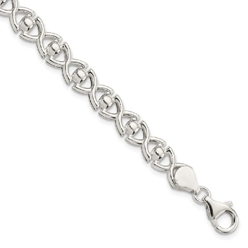 High-gloss bracelets-925 Sterling Silver Fancy Link Bracelet, 7.5" (W-7.6mm)