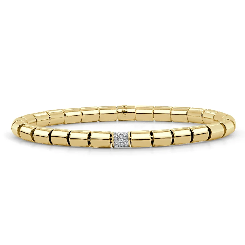 Oval link bracelets-Joelle Collection Diamond Beaded Stretch Bracelet 0.35ct 14K Gold - White