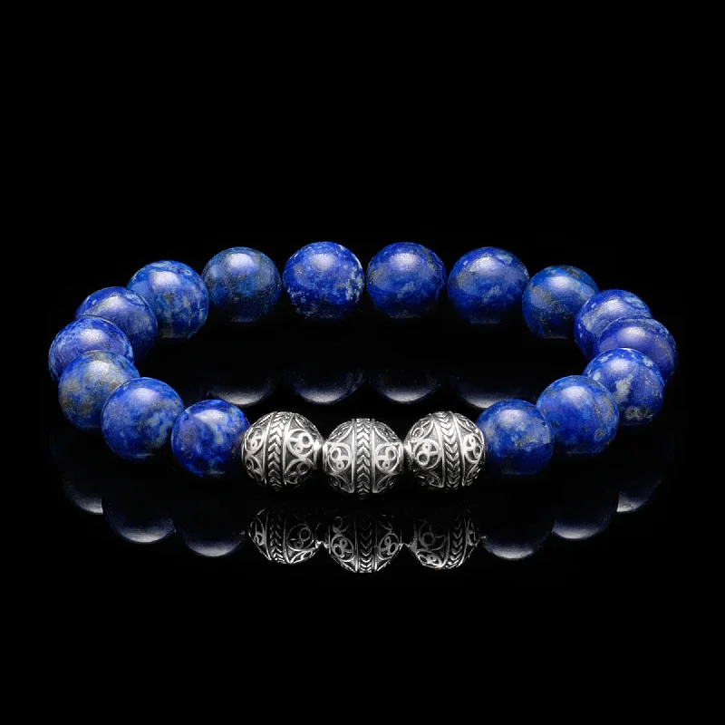 Georgian style bangles-Silver Classic Lapis Lazuli Bracelet