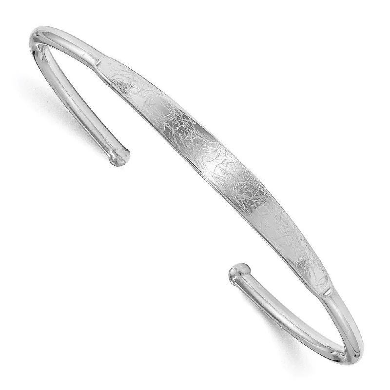 Shiny bead bracelets-925 Sterling Silver 3mm & Scratch Finish Cuff Bangle Bracelet