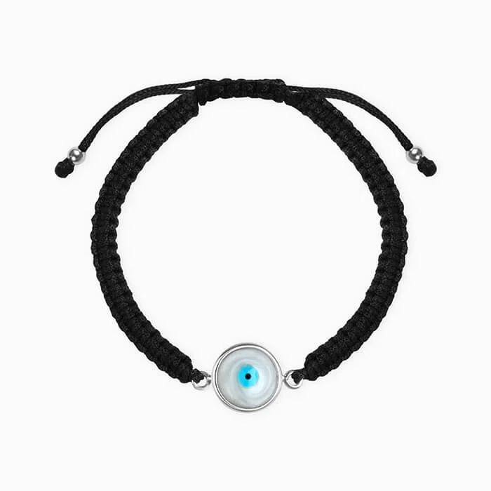 Trapezoid shape bracelets-Silver Evil Eye Shield Bracelet