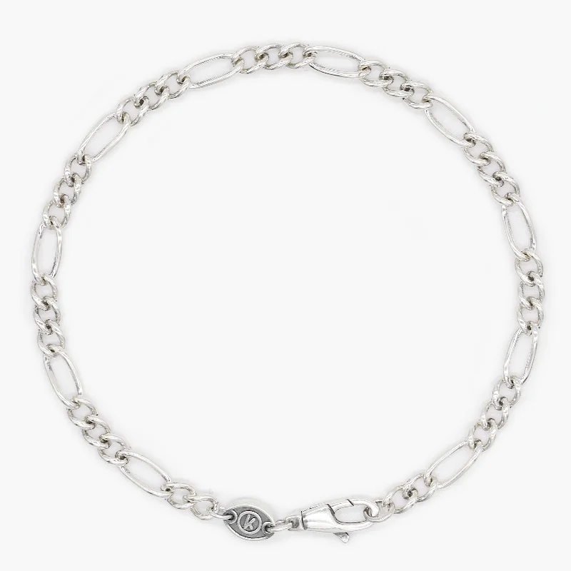 Fringe edge bracelets-4mm Sterling Silver Figaro Chain Bracelet