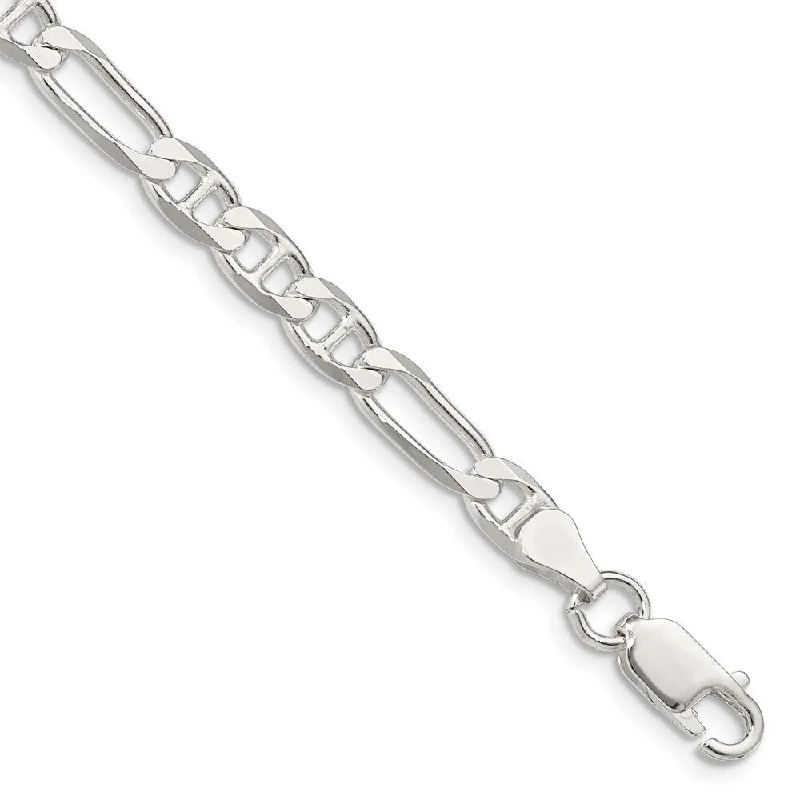 Loop knot bangles-925 Sterling Silver 5.5mm Figaro Anchor Chain Bracelet, 9"