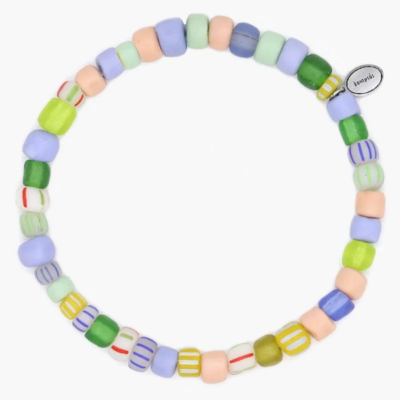 Chained link bracelets-African Fair Trade Recycled Glass Beads Bracelet (Pastel)