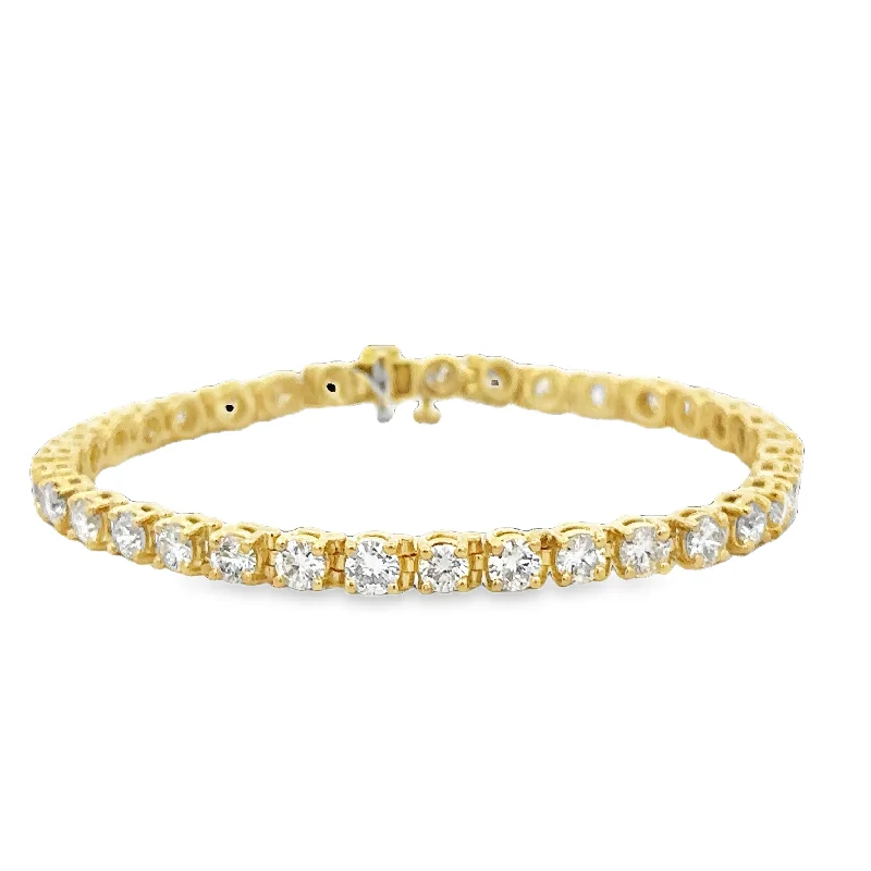 Ribbon tassel bracelets-7.0 CTW Diamond Tennis Bracelet in 18k Yellow Gold