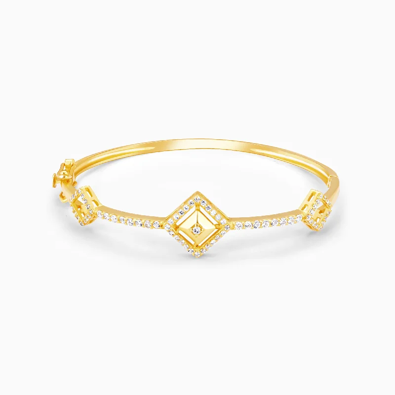 Bowed charm bangles-Golden Square Prism Signature Bracelet