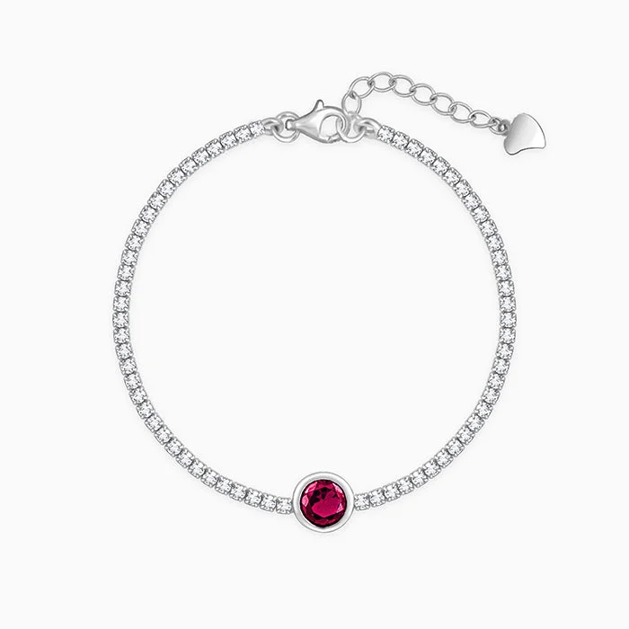 Glossy enamel bracelets-Silver Circle of Red Tennis Bracelet