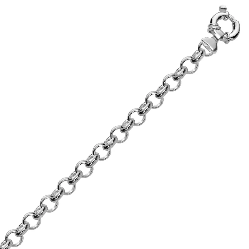 Ripple pattern bracelets-Sterling Silver Rhodium Plated Classic Rolo Bracelet