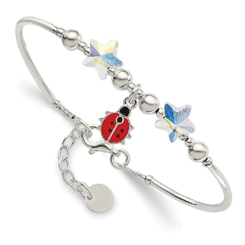 Spiral wire bangles-925 Sterling Silver Children's Enamel Elements Bracelet, 6" w/3/4in Extender