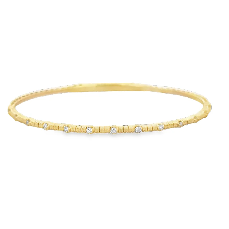 Cane weave bangles-Flexible Diamond Accented Bangle Bracelet