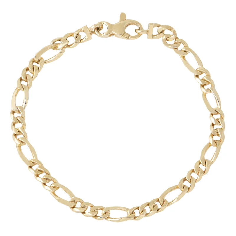 Lavish cuff bangles-Wide Gold Figaro Bracelet