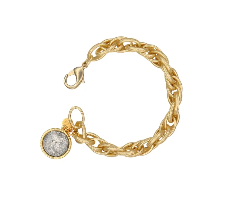 Spinel bead bangles-Palmer Coin Bracelet in Gold