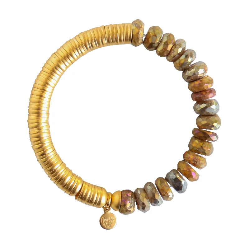 Quirky bangles-Evra Bracelet with Stones in Gold and Gold Labradorite