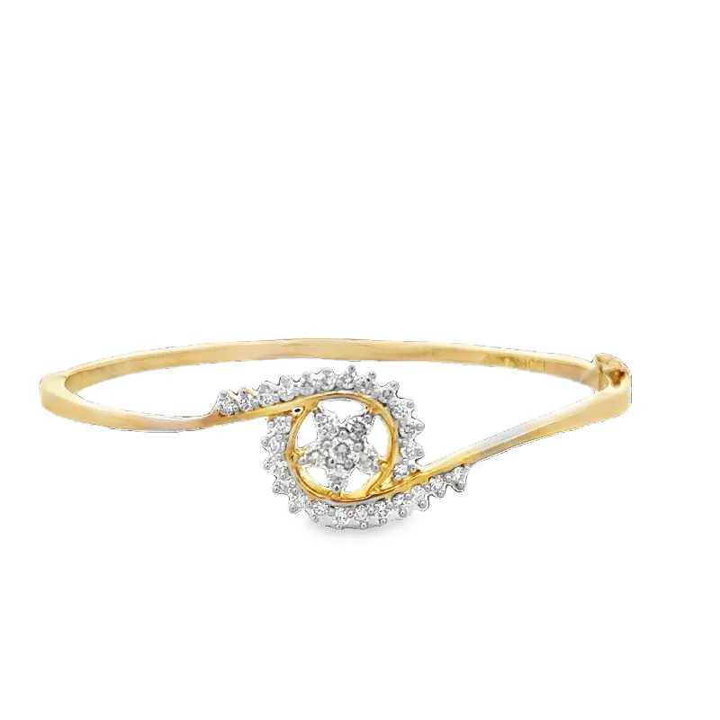 Prism star bracelets-Diamond Spiral Bangle Bracelet in 18k Yellow Gold