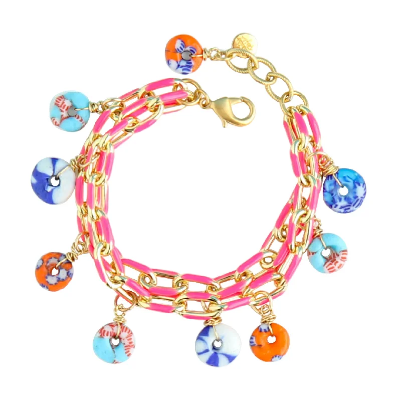 Lavish cuff bangles-Sugar Link Bracelet in Coral