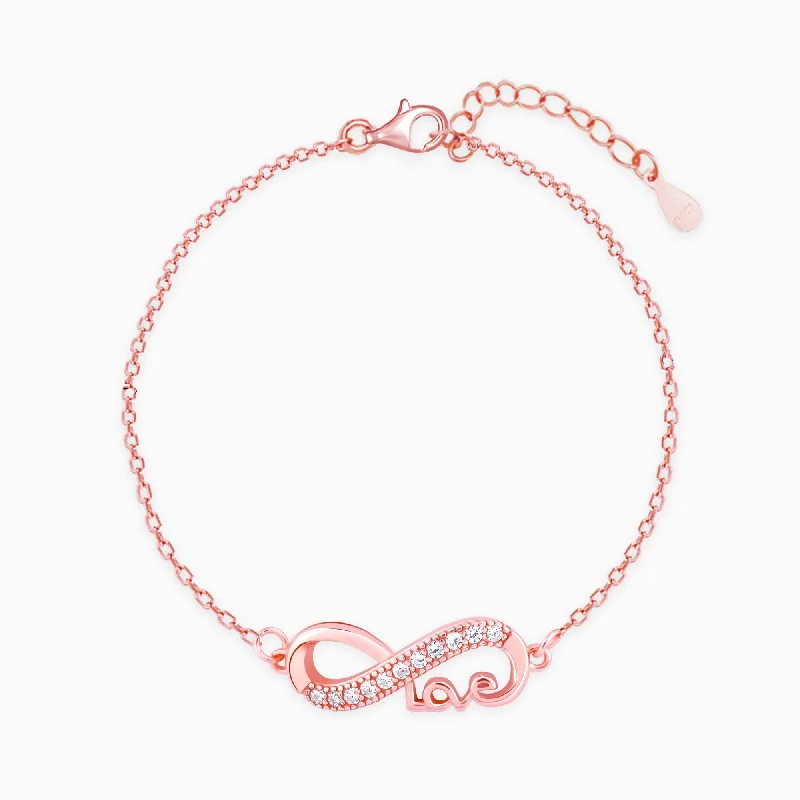 Tiny pearl bangles-Rose Gold Love Knows No Bounds Infinity Bracelet