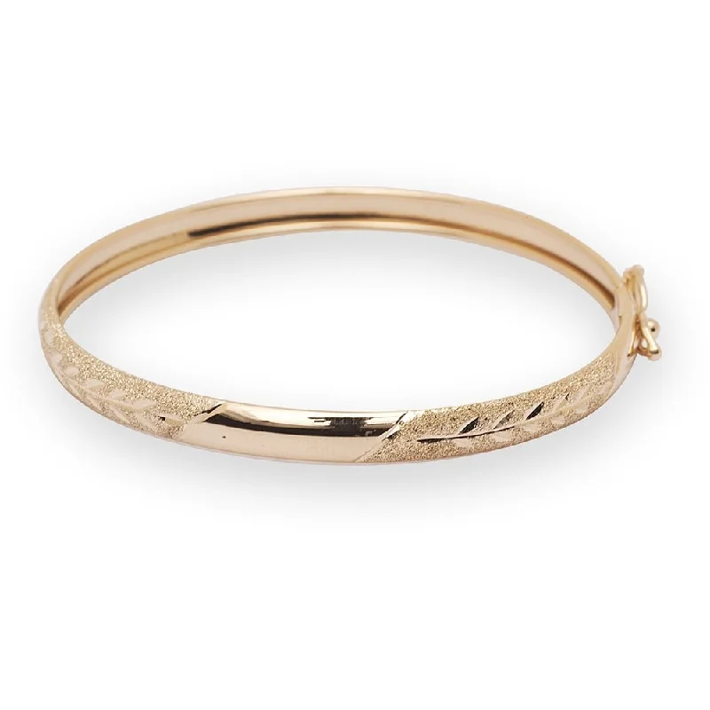 Bead line bangles-10k Yellow Gold 5.5-inch Flexible Baby Bangle Bracelet