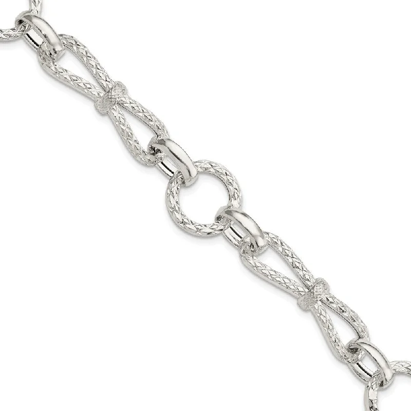 Fringe edge bracelets-925 Sterling Silver Fancy Link Bracelet, 6.75" (W-14.88mm)