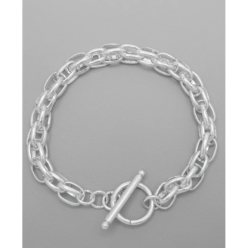 Intricate accent bangles-Victoria Townsend Silver Plated Thick Rolo Chain Link Bracelet