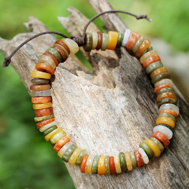 Carved initial bangles-Handmade Cotton 'Seasonal Effects' Jade Quartz Bracelet (Thailand) - Green - 7'6" x 9'6"