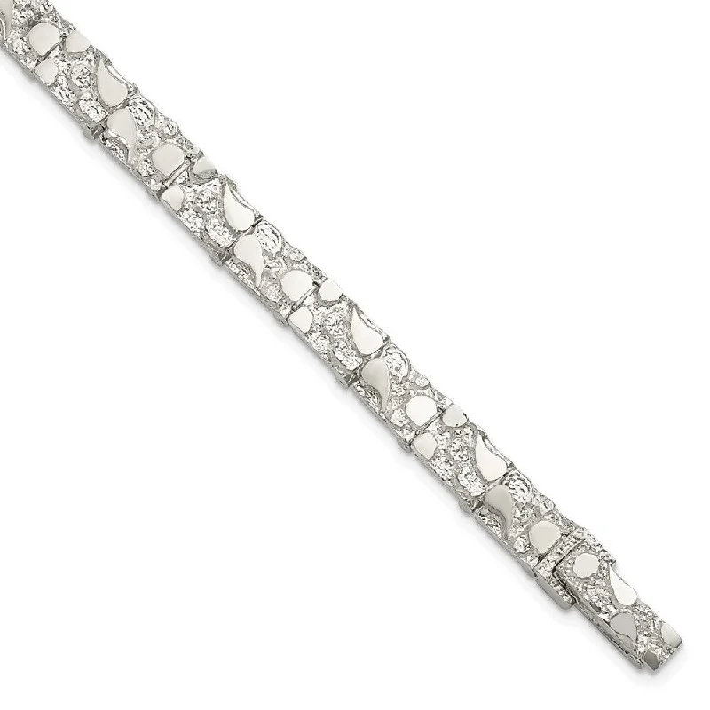 Sharp link bracelets-925 Sterling Silver 7mm Nugget Bracelet, 7"