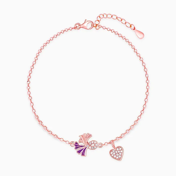 Knit cord bracelets-Rose Gold Crocus Love Bracelet