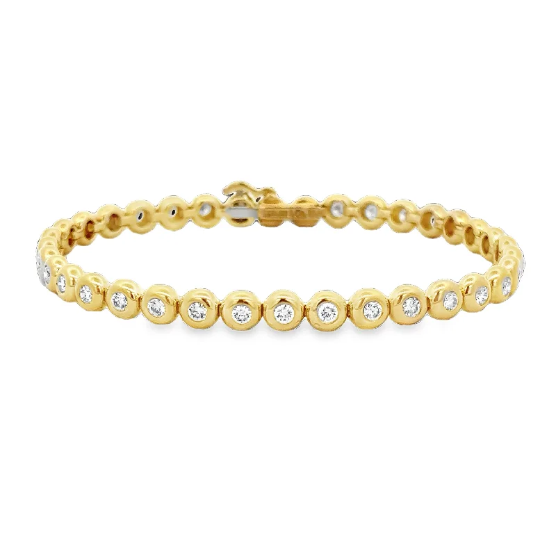 Gleaming diamond bangles-Bezel Set Diamond Bracelet in 18k Yellow Gold by Tiffany & Co.