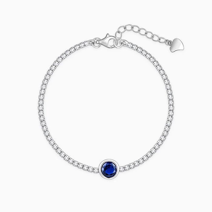 Woven thread bangles-Silver Circle of Blue Tennis Bracelet