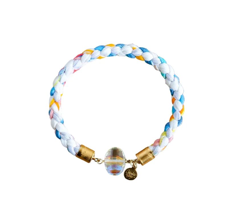 Braided bead bangles-Glee Stretch Bracelet in White