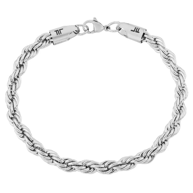 Braided bead bangles-London Fog Rope Chain 8 Inch Stainless Steel Bracelet