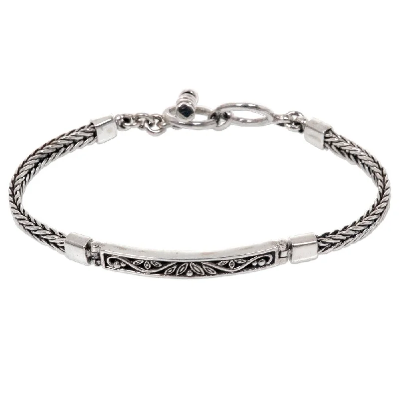 Bowed charm bangles-NOVICA Handmade Sterling Silver Celuk Sprout Bracelet (Bali)