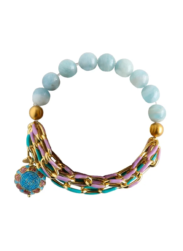 Classic deco bangles-Fiji Elastic Bracelet in Pale Blue